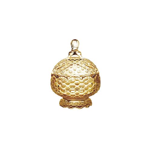 Potiche com pé em cristal Lyor Pineapple 11x15cm âmbar Potiche com pé em cristal Lyor Pineapple 11x15cm âmbar