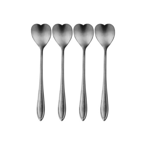 Jogo colheres para chá inox Bon Gourmet Heart 4 peças preto