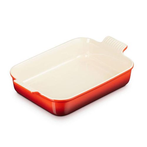 Travessa retangular em cerâmica Le Creuset Heritage 32cm vermelha Travessa retangular em cerâmica Le Creuset Heritage 32cm vermelha
