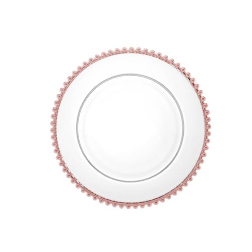 Prato em cristal Wolff Pearl 28cm borda rosé Prato em cristal Wolff Pearl 28cm borda rosé