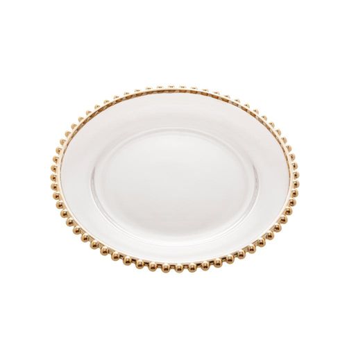 Prato em cristal Wolff Pearl 20cm borda dourada Prato em cristal Wolff Pearl 20cm borda dourada