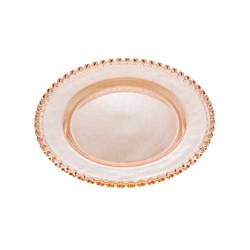 Prato raso em cristal Lyor Coração 28cm âmbar metalizado