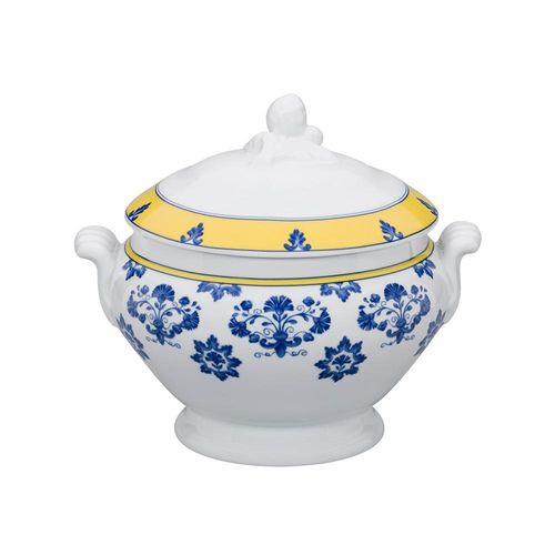 Sopeira com tampa em porcelana Vista alegre Castelo branco 3 litros branco/azul