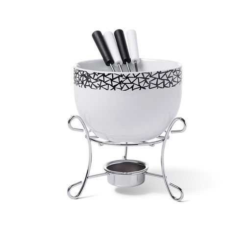 Jogo para fondue em inox Brinox 6 peças branco Jogo para fondue em inox Brinox 6 peças branco