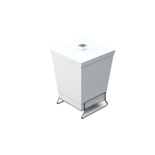 Lixeira quadrada com suporte Stolf 6,5L branca