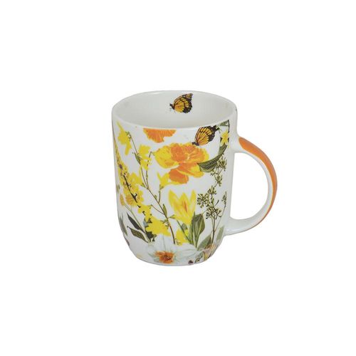 Caneca em porcelana Haus Jardim Secreto 380ml laranja