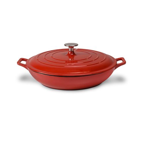 Caçarola em ferro com tampa Haus Sauté 31,4x6cm vermelha