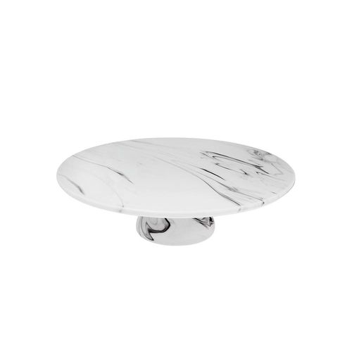 Prato em porcelana com pé Hauskraft Marble 30cm cinza Prato em porcelana com pé Hauskraft Marble 30cm cinza