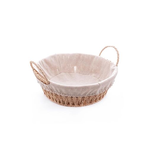 Cesta redonda com alça e forro em tecido Bon Gourmet 24x12cm