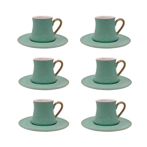 Jogo de xícaras café L'Hermitage Galet New Bone China 80ml 6 peças verde