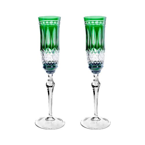 Jogo de taças champagne em cristal Strauss Overlay 237.207.068 240ml 2 peças verde escuro