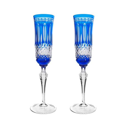 Jogo de taças champagne em cristal Strauss Overlay 237.207.068 240ml 2 peças azul escuro