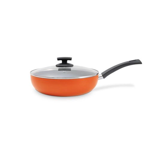 Wok com tampa em alumínio Brinox MasterChef 3,55 litros laranja