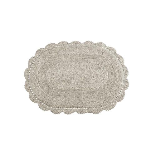 Tapete Oval Kacyumara Crochê 100% Algodão 50cmx80cm Bege Tapete Oval Kacyumara Crochê 100% Algodão 50cmx80cm Bege