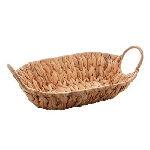 Cesta em fibra natural com alça de metal revestida em fibra Lyor 35x23x8cm