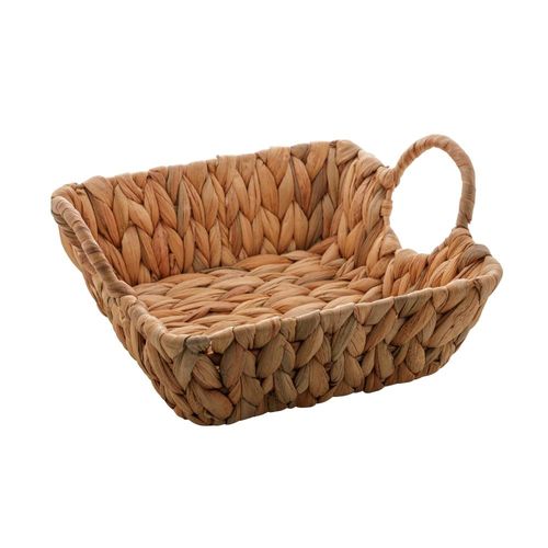 Cesta em fibra natural com alça de metal revestida em fibra Lyor 24x24x8cm Cesta em fibra natural com alça de metal revestida em fibra Lyor 24x24x8cm