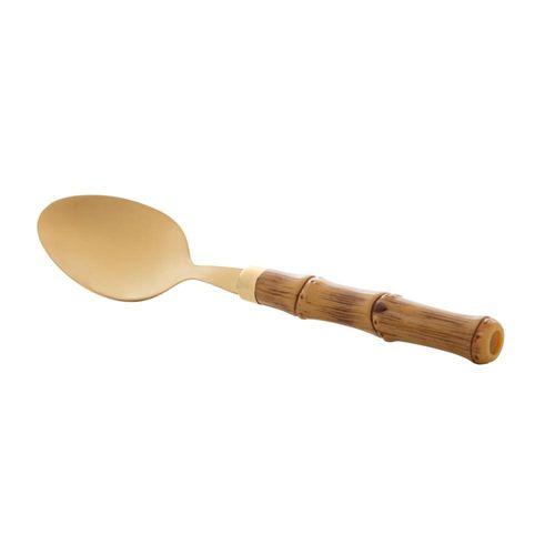 Jogo de colheres sobremesa em inox com cabo plástico Lyor Bambu 18,5cm dourado 6 peças