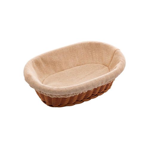 Cesta oval em rattan plástico com forro em tecido Lyor 24x17x7cm Cesta oval em rattan plástico com forro em tecido Lyor 24x17x7cm