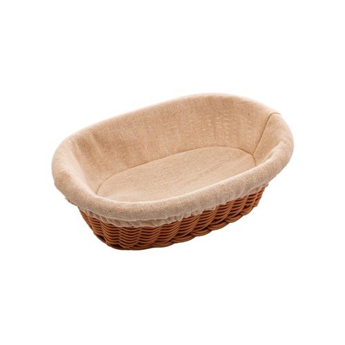 Cesta oval de rattan plástico com forro em tecido Lyor 27x20x8cm Cesta oval de rattan plástico com forro em tecido Lyor 27x20x8cm