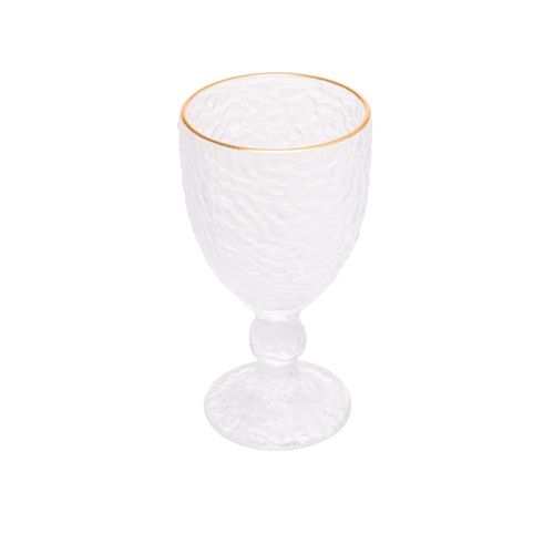 Taça de água em cristal martelado com borda dourada Lyor Petra 320ml Taça de água em cristal martelado com borda dourada Lyor Petra 320ml