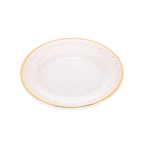 Prato em cristal martelado para sobremesa com borda dourada Lyor Petra 20cm Prato em cristal martelado para sobremesa com borda dourada Lyor Petra 20cm