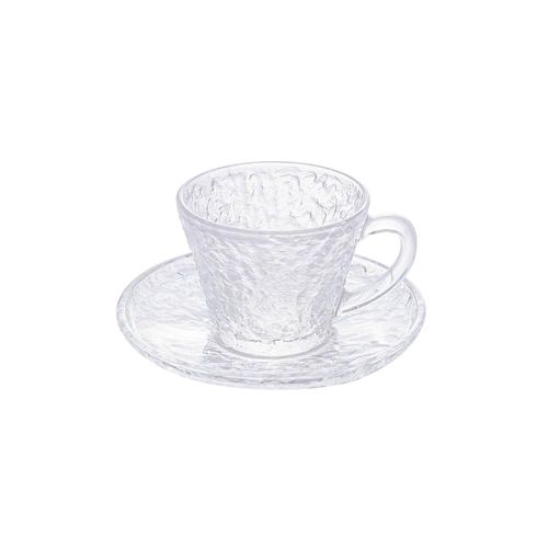 Xícara de chá em cristal martelado com pires Lyor Petra 180ml