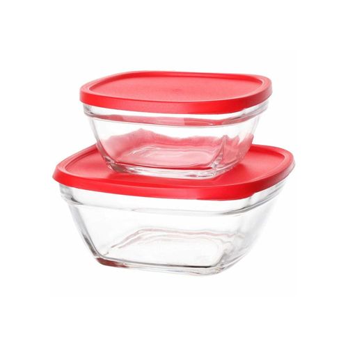 Jogo de porta mantimentos em vidro Dynasty Foodlock 670 e 370ml 2 peças vermelho Jogo de porta mantimentos em vidro Dynasty Foodlock 670 e 370ml 2 peças vermelho