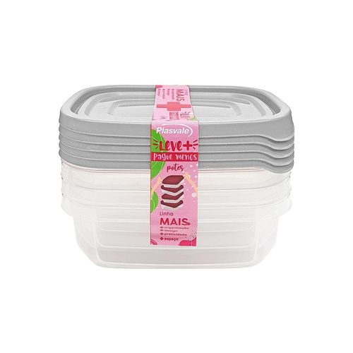 Jogo de potes em plástico Plasvale Mais 300ml 4 peças Jogo de potes em plástico Plasvale Mais 300ml 4 peças