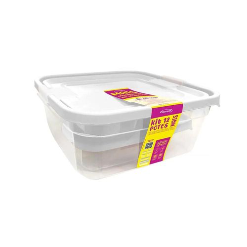 Jogo de potes em plástico Plasvale Mais 12 peças branco Jogo de potes em plástico Plasvale Mais 12 peças branco