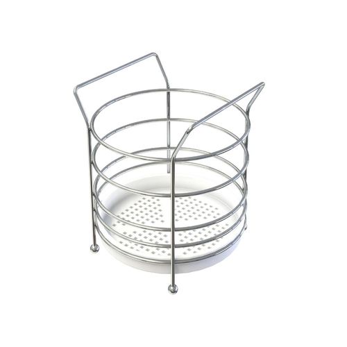 Porta-talheres aramado com fundo plástico Stolf 13x13x16,5cm branco