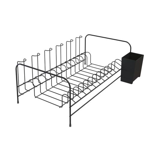 Escorredor de louças com porta talher em plástico Stolf Veneza 43.5x35cm black Escorredor de louças com porta talher em plástico Stolf Veneza 43.5x35cm black