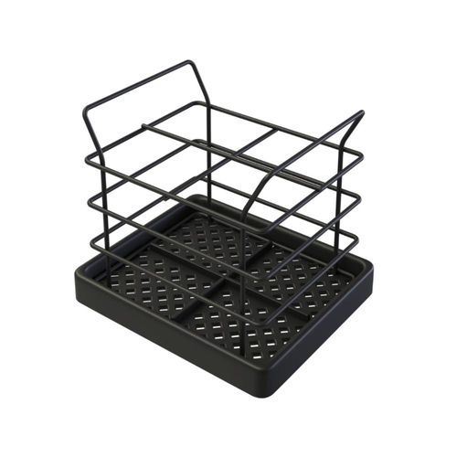 Porta-talheres aramado retangular com fundo plástico Stolf 15x13x14cm black