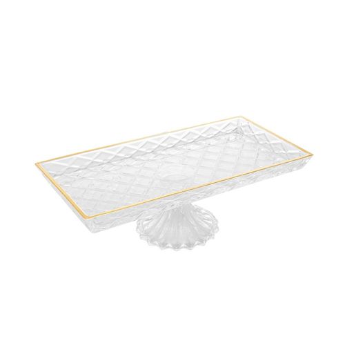 Travessa com pé em cristal com fio de ouro Lyor Diamond 34,5cm