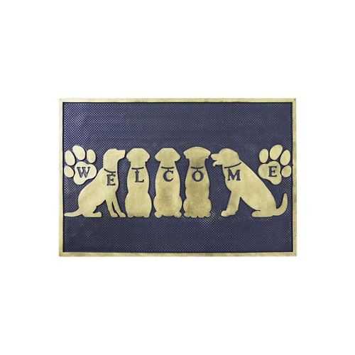 Capacho em fibra de coco Hudson Welcome Cães 60x40cm preto e cobre Capacho em fibra de coco Hudson Welcome Cães 60x40cm preto e cobre