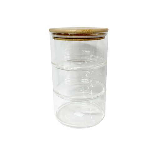 Jogo de porta-mantimentos empilháveis em vidro Dynasty 500ml 3 peças Jogo de porta-mantimentos empilháveis em vidro Dynasty 500ml 3 peças
