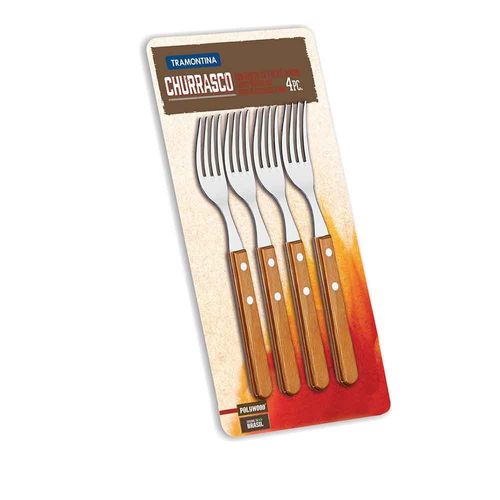 Jogo de garfos em madeira Tramontina Jumbo 4 peças Jogo de garfos em madeira Tramontina Jumbo 4 peças