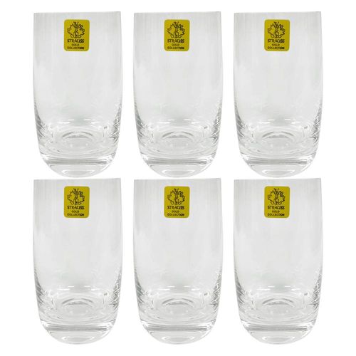 Jogo de copos água em cristal Strauss Clássicos 100 6 peças 235ml