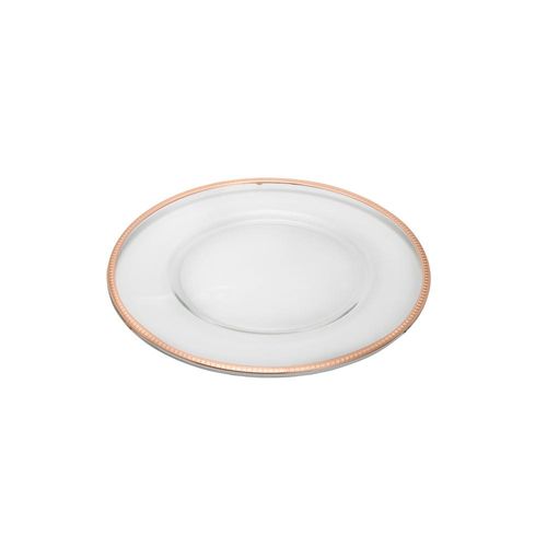 Sousplat em vidro com cordão Wolff Paris 35cm rose