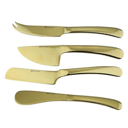 Jogo facas para queijo em inox Fracalanza Lorraine 4 peças ouro Jogo facas para queijo em inox Fracalanza Lorraine 4 peças ouro