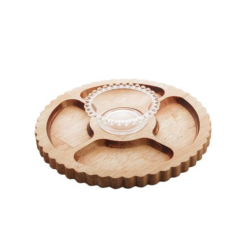 Petisqueira madeira com bowl Woodart Liptus 35x6cm Petisqueira madeira com bowl Woodart Liptus 35x6cm