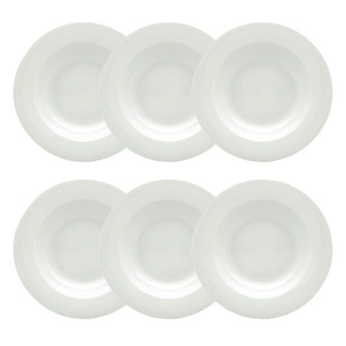 Jogo de pratos fundos em porcelana Strauss Sable 23,5cm 6 peças