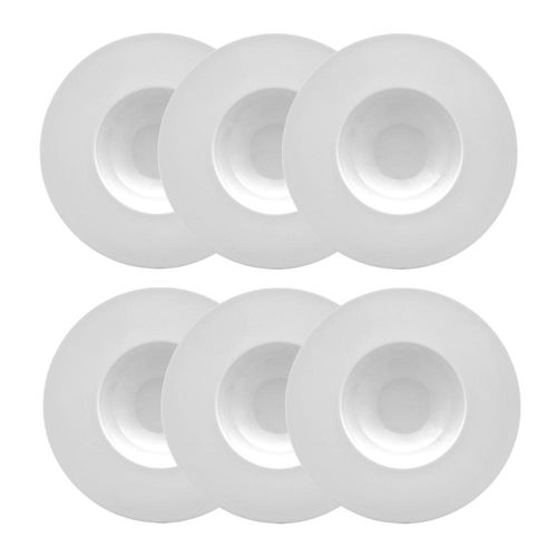 Jogo de pratos fundos bistrô em porcelana Strauss Sable 30,5cm 6 peças