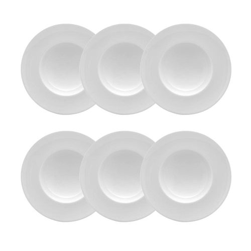 Jogo de pratos fundos bistrô em porcelana Strauss Sable 20,5cm 6 peças