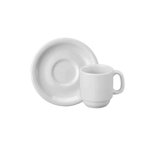 Xícara de café com pires em porcelana Schmidt Cilíndrica 70ml