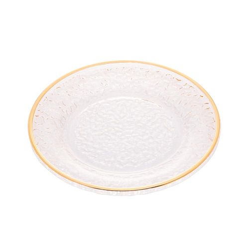 Prato raso em cristal martelado com borda dourada Lyor Petra 28cm