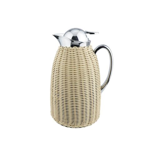 Garrafa térmica revestida em plástico com rattan 950ml bege