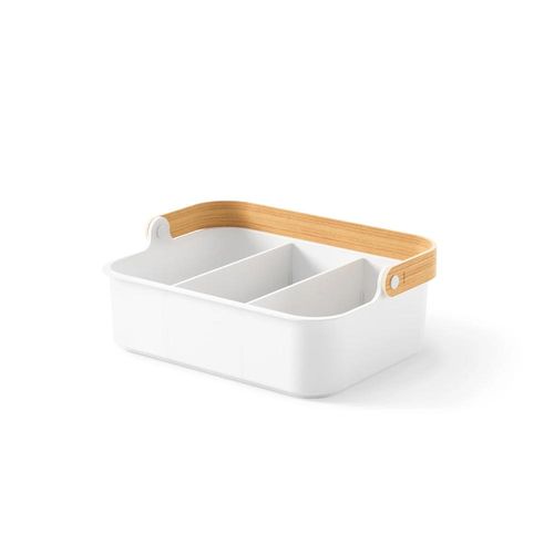 Organizador em plástico e madeira sustentável Umbra Bellwood 11x7cm branco Organizador em plástico e madeira sustentável Umbra Bellwood 11x7cm branco