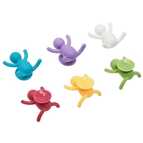 Jogo de marcadores de taças em silicone Guidini Ventosa Vino 6 peças coloridos Jogo de marcadores de taças em silicone Guidini Ventosa Vino 6 peças coloridos