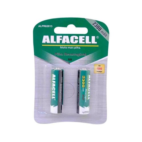 Jogo de pilhas recarregável Alfacell NI-MH 1.2V AA 2300MAH 2 peças