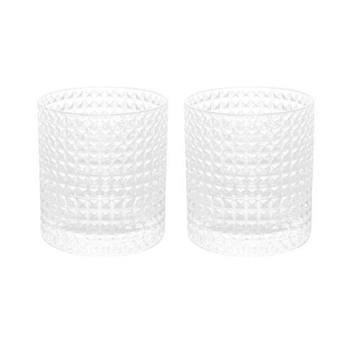 Jogo de copos para whisky borda prateada em vidro Wolff Spike 320ml 2 peças incolor